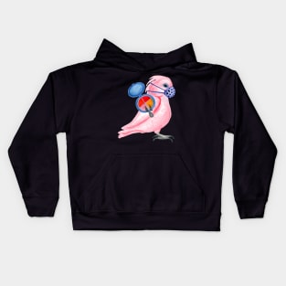 Moluccan Cockatoo Wearing Face Mask Kids Hoodie